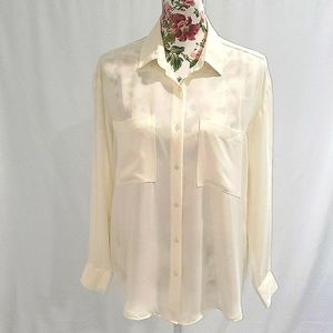 Forever 21 Cream Button Down Blouse Size S